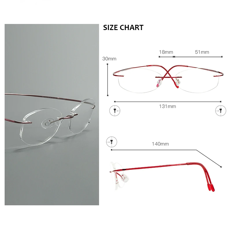 Titanium Lightweight Oval Spectacle Men Women Colorful Flexible Rimless Glasses Frame For prescription Lens With Medical Recipe