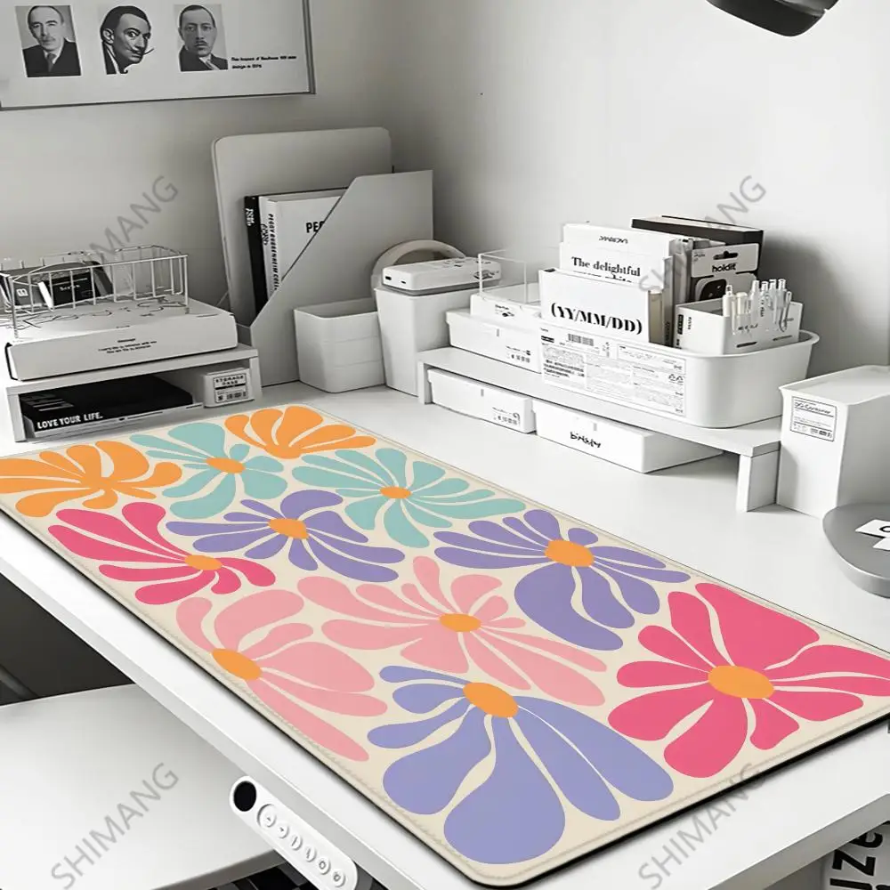 

Large computer mouse pad 90x40 Pink Abstract flower office desk mat Gift Game Player desktop accessories Keyboard protection pad