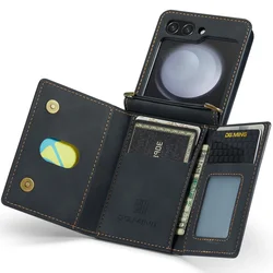 Wallet Case for Samsung Galaxy Z Flip 7 7FE 6 5 4 3 Premium Leather Phone Case Back Cover Magnetic with Card Holder Pocket
