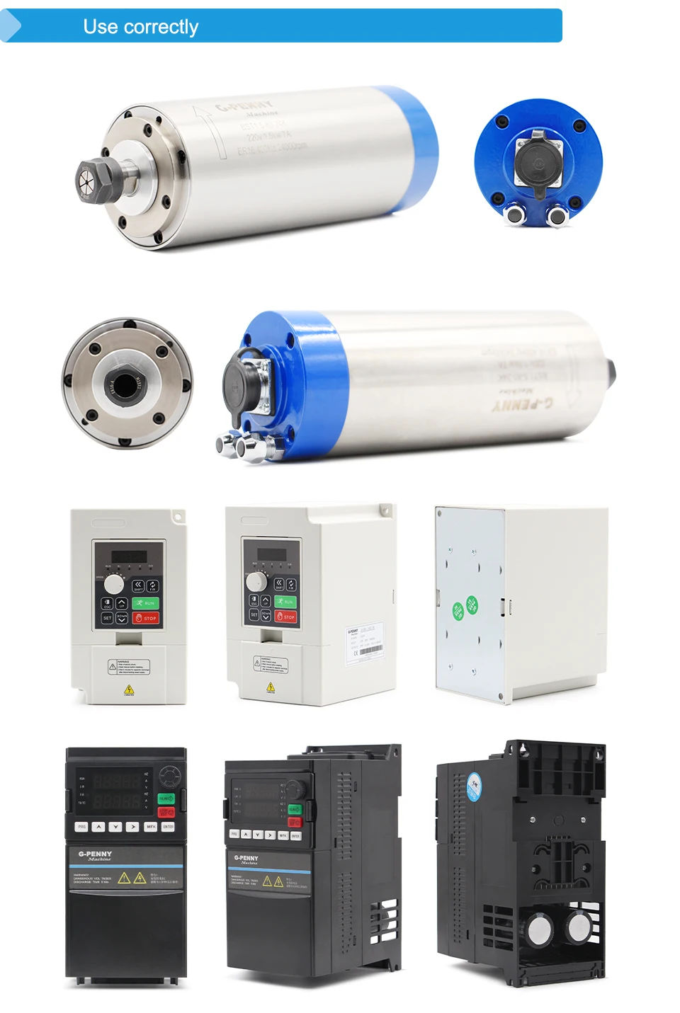 G-Penny 1,5KW ER16 80mm Wassergekühlter Spindel-Kit 0,01mm Rundlauf, 1,5kW VFD-Wechselrichter, 80mm Halterung, 75W Pumpe für CNC-Fräsmaschine – Detail 14
