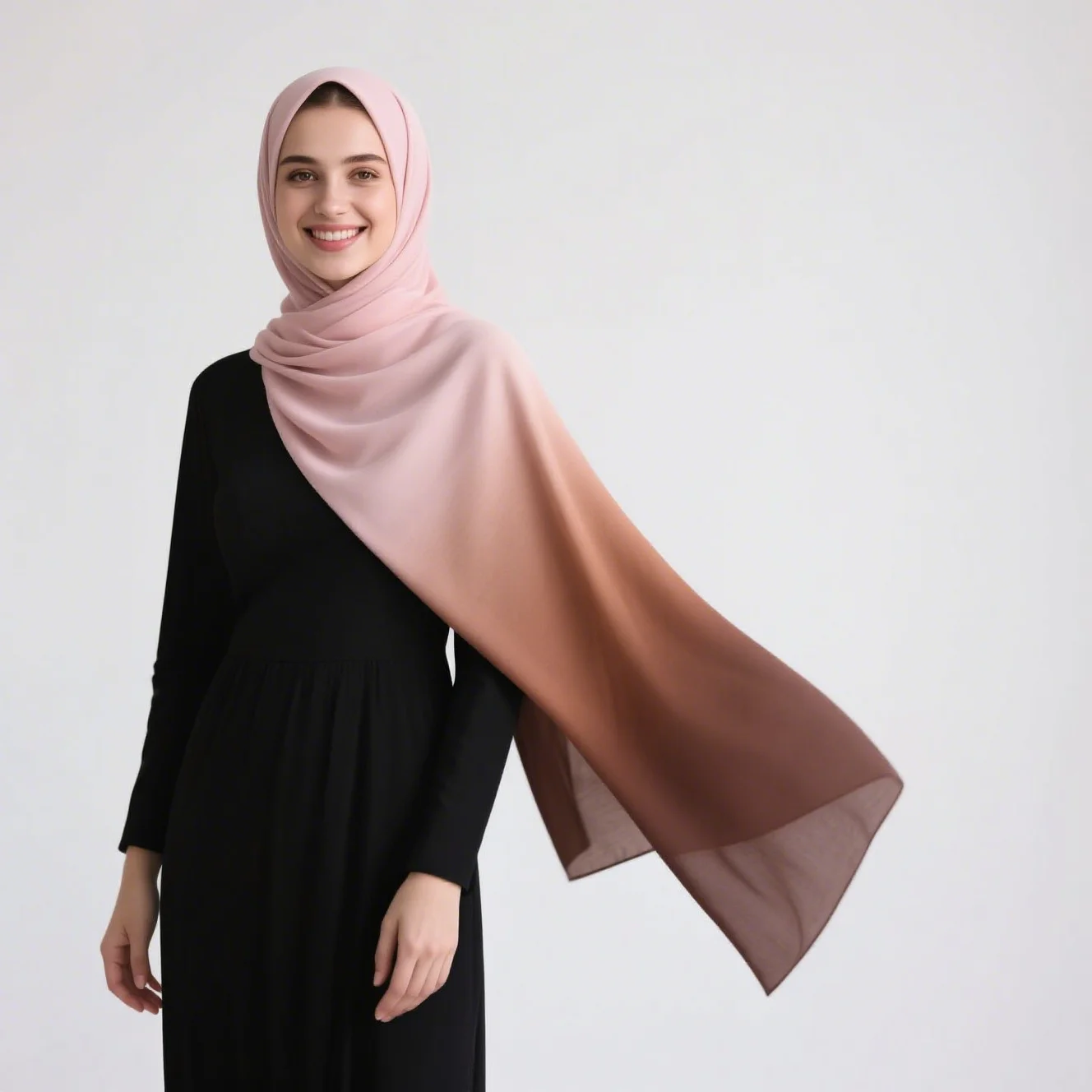 

Градиентный вискозный хиджаб, шарф, женский мусульманский хиджаб, шали, женская мода, длинные накидки, летняя дышащая повязка на голову, этнический исламский платок