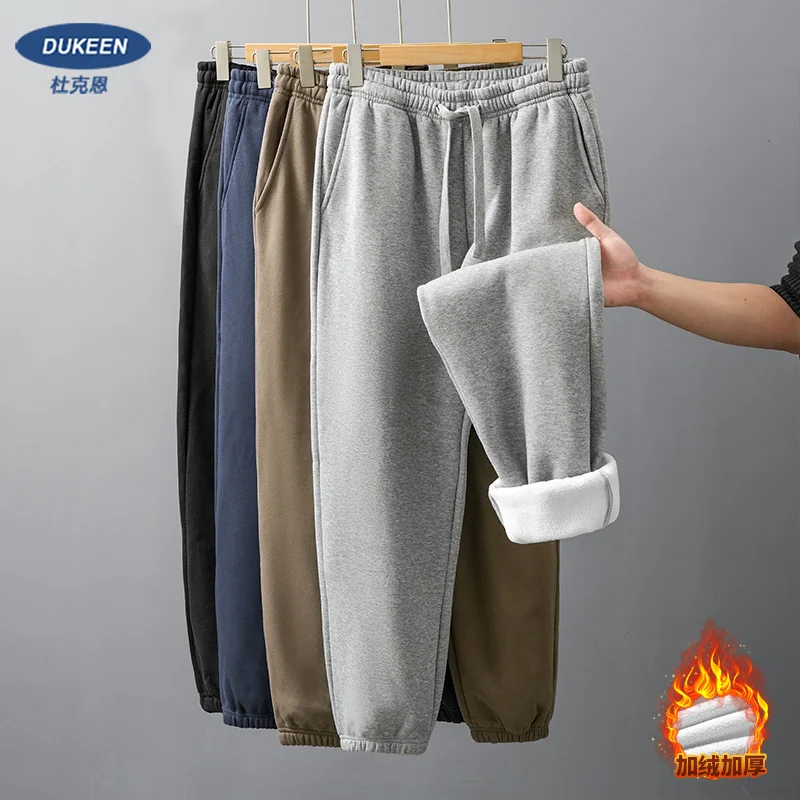 DUKEEN 500G ヘビーウェイト メンズ フリース ジョガー スウェットパンツ 秋冬 ベーシック 無地 厚手 スポーツ ロングパンツ メンズ服