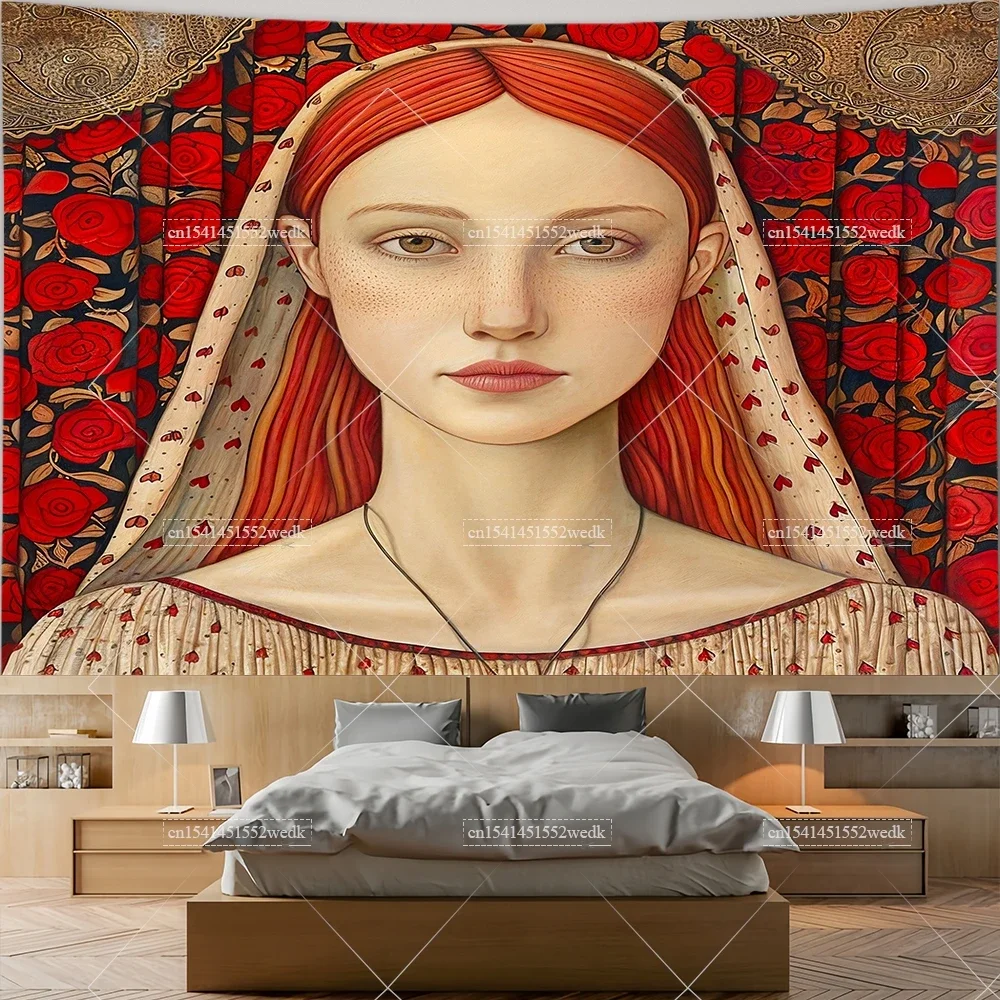 Lily of the Valley Woman Tapestry Wall Hanging Aesthetic Room Decor Flowers Tapestrys For Bedroom Home And Garden Banners