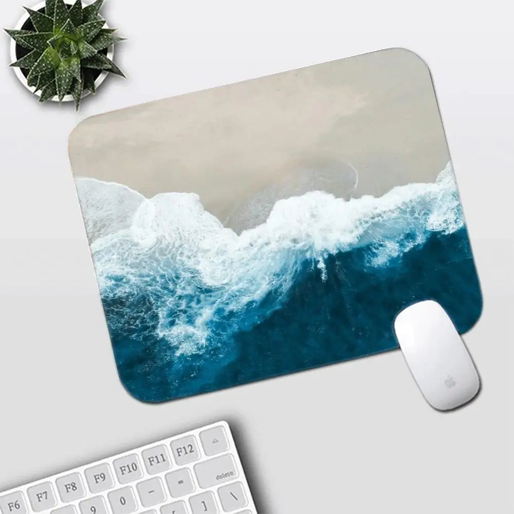 Aerial coastal wave nature scenery playmat fresh ocean beach rock landscape gaming office mousepad