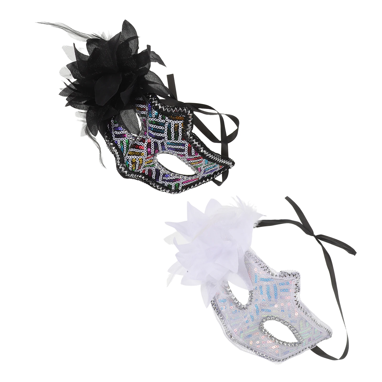 

2 Pcs Half Face Mask Carnival Women Sequin Party Masks Blindfold Decorative Costume