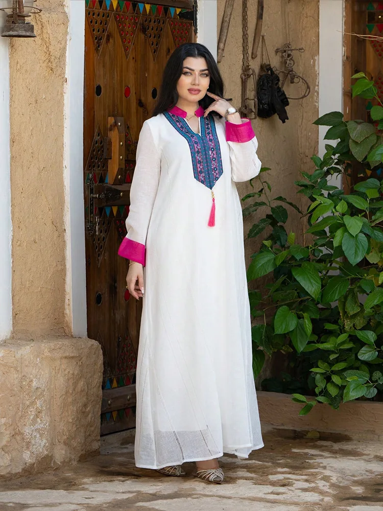 Eid mubarak djellaba borla jalabiya mulher muçulmana vestidos ramadan dubai abaya turquia kaftan islam roupas femme robe vestidos