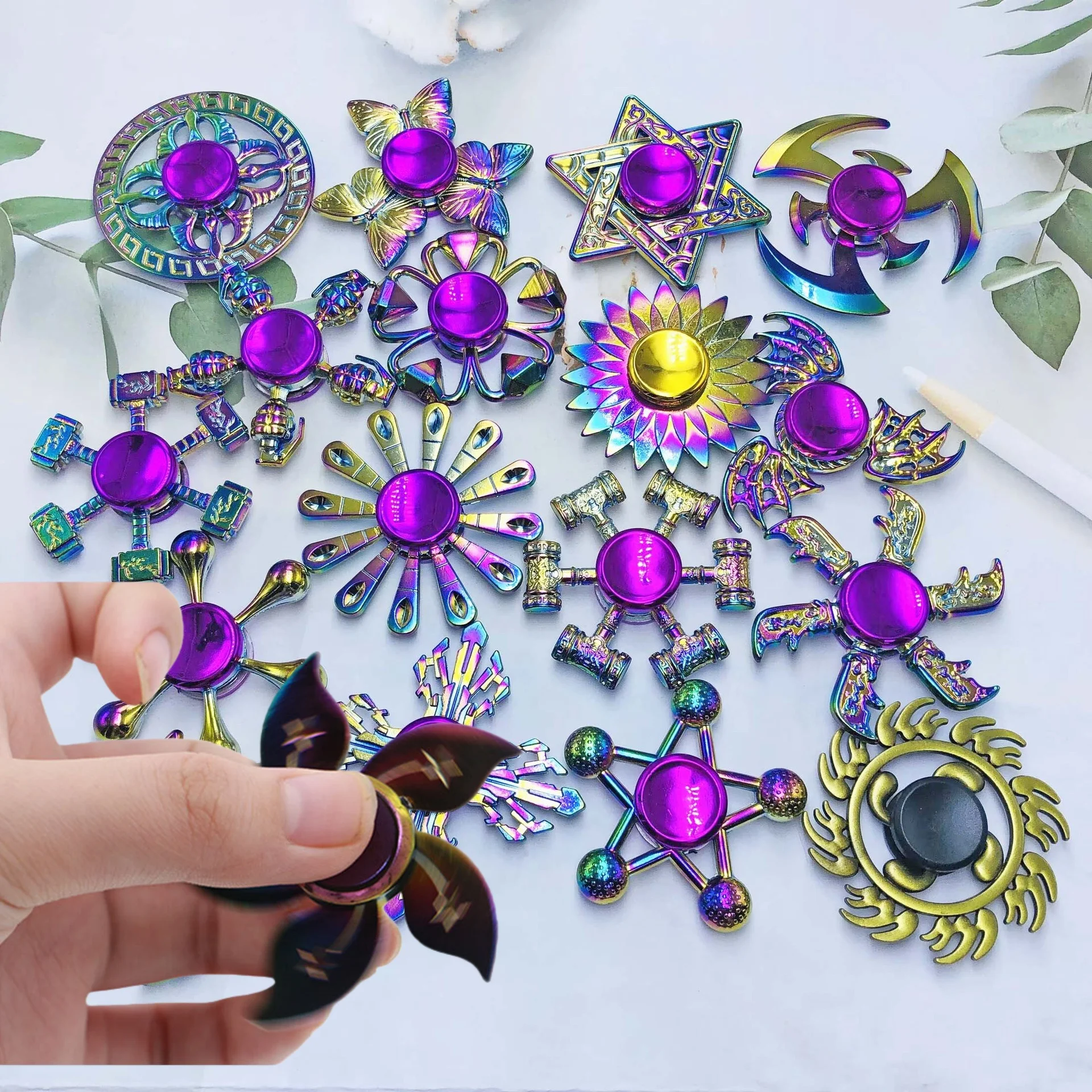 New Metal Rainbow Gradient Color Fidget Spinner R188 Mute Bearing EDC Hand Fingertip Gyro Anti-Anxiety Fun Kids Adult Toys