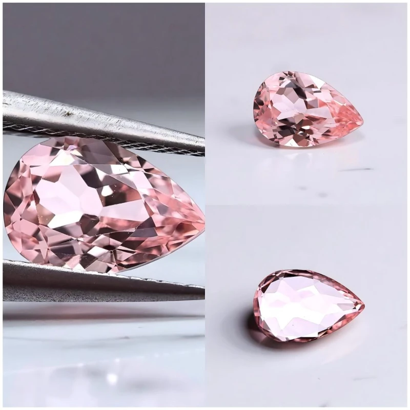 مختبر نمت الياقوت الكمثرى شكل مورغان الوردي اللون VVS1 DIY بها بنفسك مواد صنع المجوهرات اختيار السحر الأحجار الكريمة شهادة