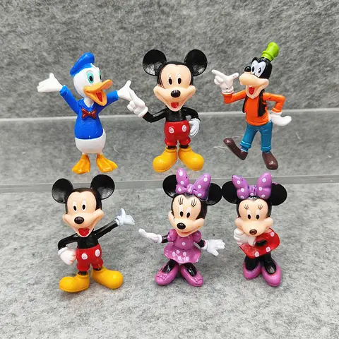 6Pcs/Set Disney GK Mickey Mouse Minnie Goofy Plut Donald Duck Daisy Anime Character PVC Model Toy Collection Ornaments Xmas Gift