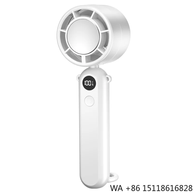 Turbo Mini Wearable Handheld Fan USB Rechargeable 2000mAh Battery Digital Display Portable Foldable Carabiner Plastic English