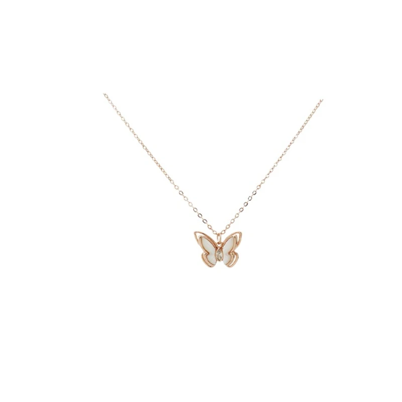 

Natural Fritillary Butterfly Necklace Girls 925 Sterling Silver Neck Chain Collarbone Chain Exquisite Light Luxury Stacked Wear