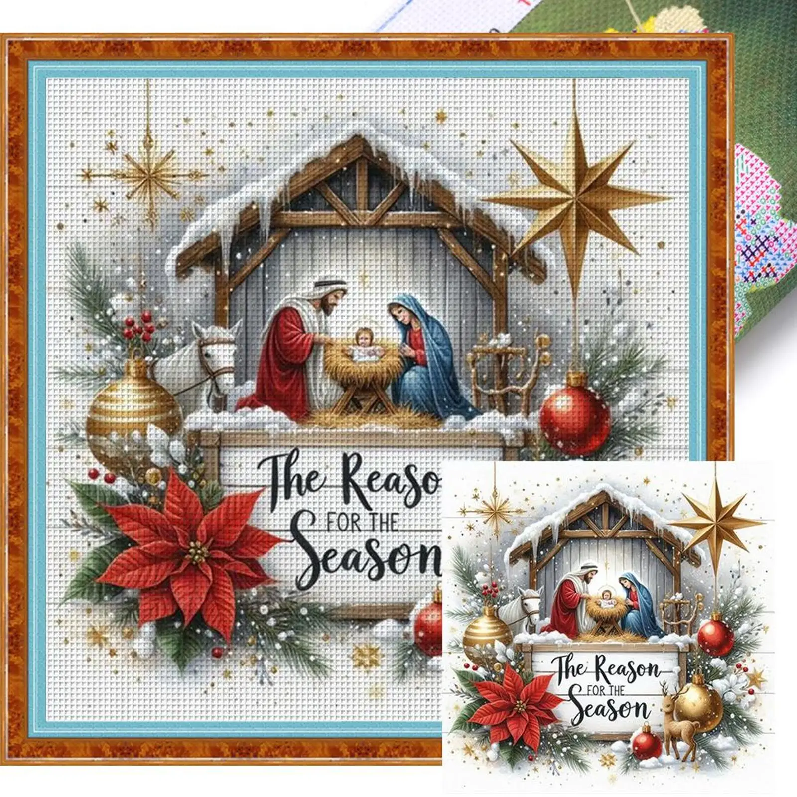 

Jesus Printed Cross Stitch Kit 40x40cm DIY 14CT Embroidery Craft Set Home Decor