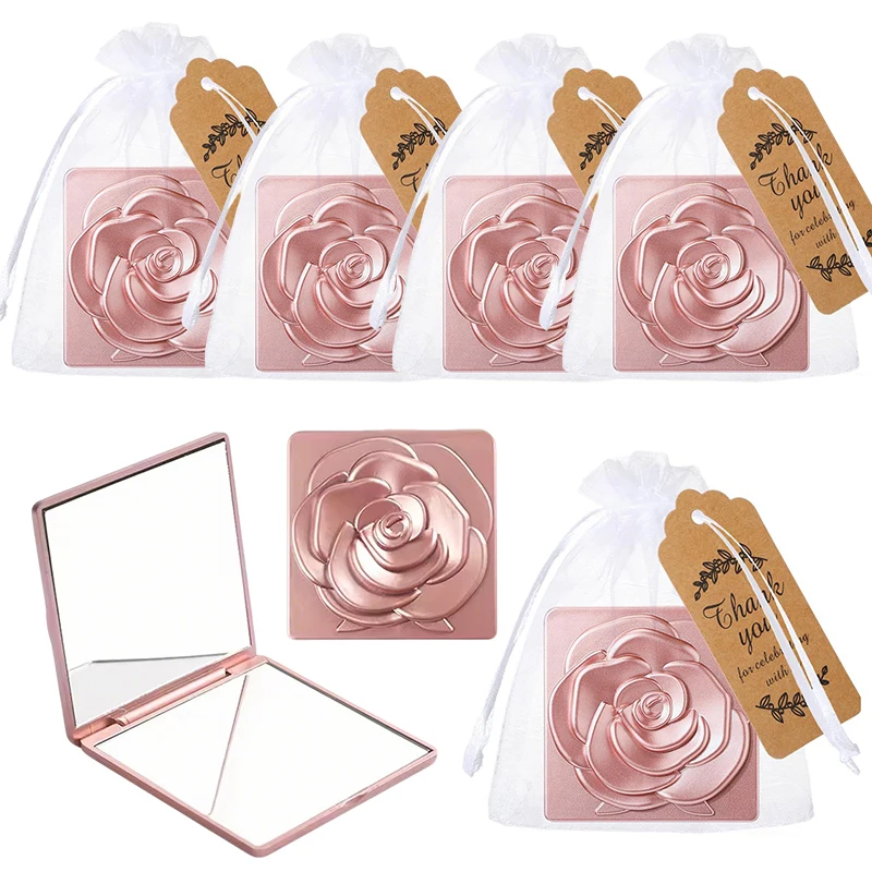 6/12er-Set Elegantes Rosen-Spiegel-Geschenkset mit Aufbewahrungsbeutel und Kraftpapier-Etikett, perfekt für Hochzeiten, Brautpartys und als Andenken für Gäste ZYF
