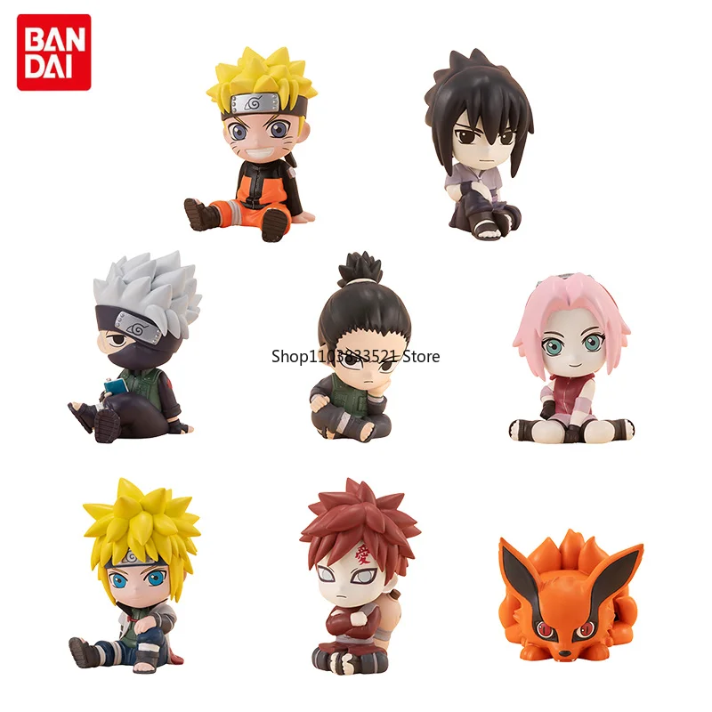 

BANDAI Original NARUTO Uzumaki Naruto Uchiha Sasuke Haruno Sakura Sitting Posture Mini Action Figure Ornaments Model Kids Gift