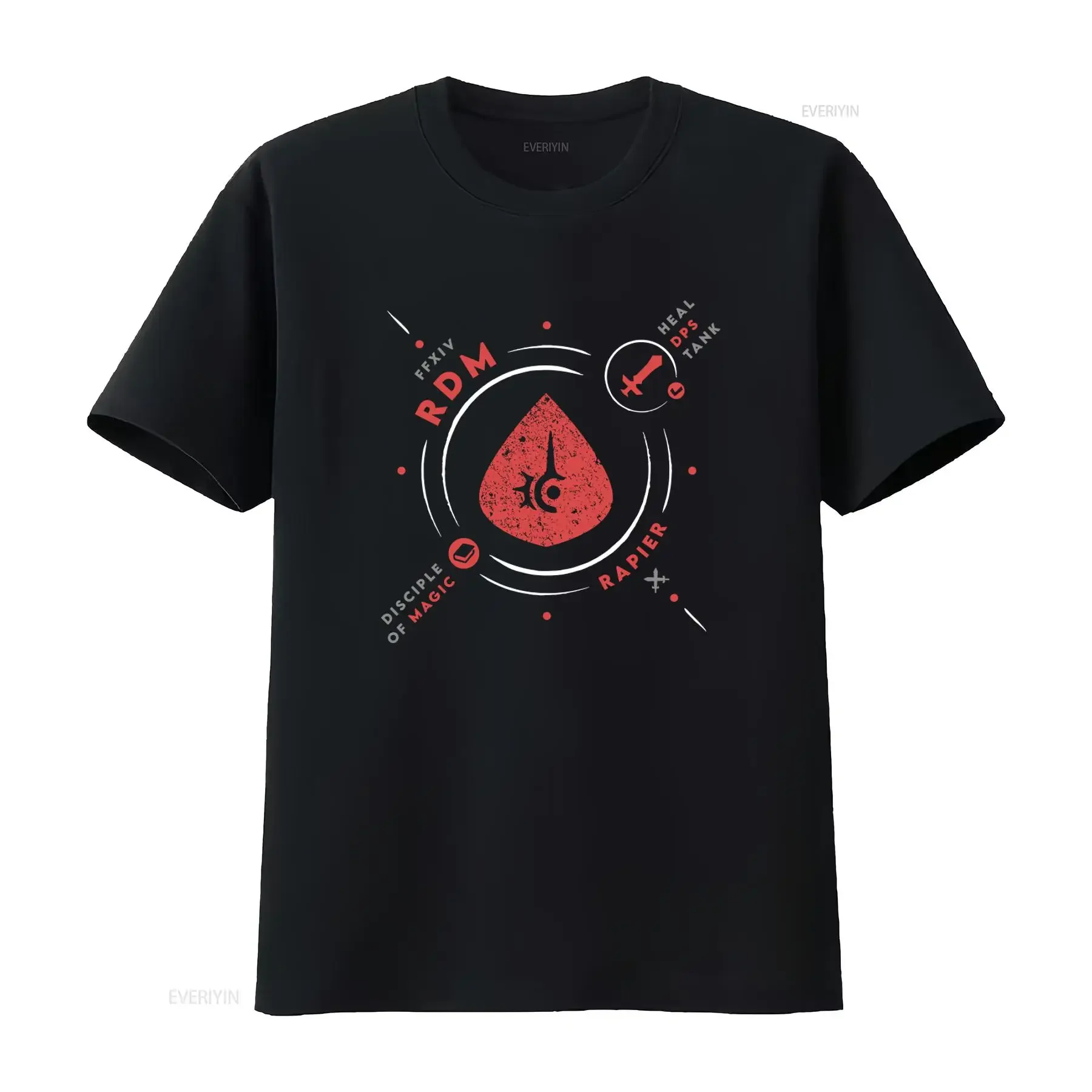 Ffxiv Inspired Red Mage Rdm Life Dps Job Ff14 Mmo Gamer T Shirt vintage Washed graphic Unisex Casual Stylish Breathable fashion