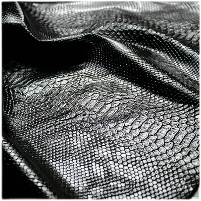 Italian Snake Pattern Fabric Creative Oil Three-dimensional Texture Pu Leather Clothing Jacket Coat Designer Fabrics