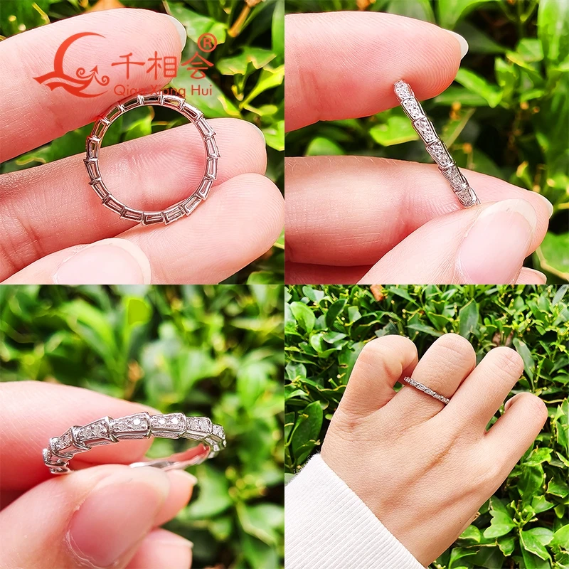 Snake shape 2mm width Sterlin - Moissanite Ring recension och pris