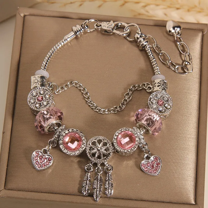 Roland Purple Crystal Bracelet Female Ins niche design Fine Dream Catcher Six Star Pendant Bracelet pulsera envio gratis