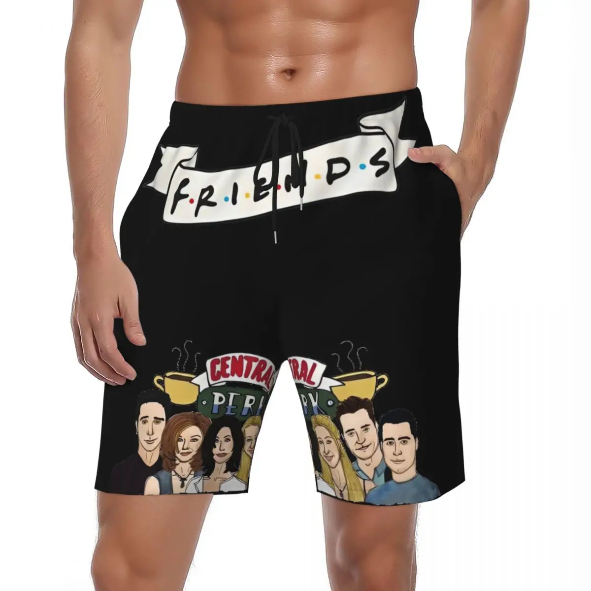 

Купальный костюм, шорты для ТВ-шоу «Друзья», летние пляжные шорты с героями мультфильмов, Central Perk, Гавайи, мужские плавки