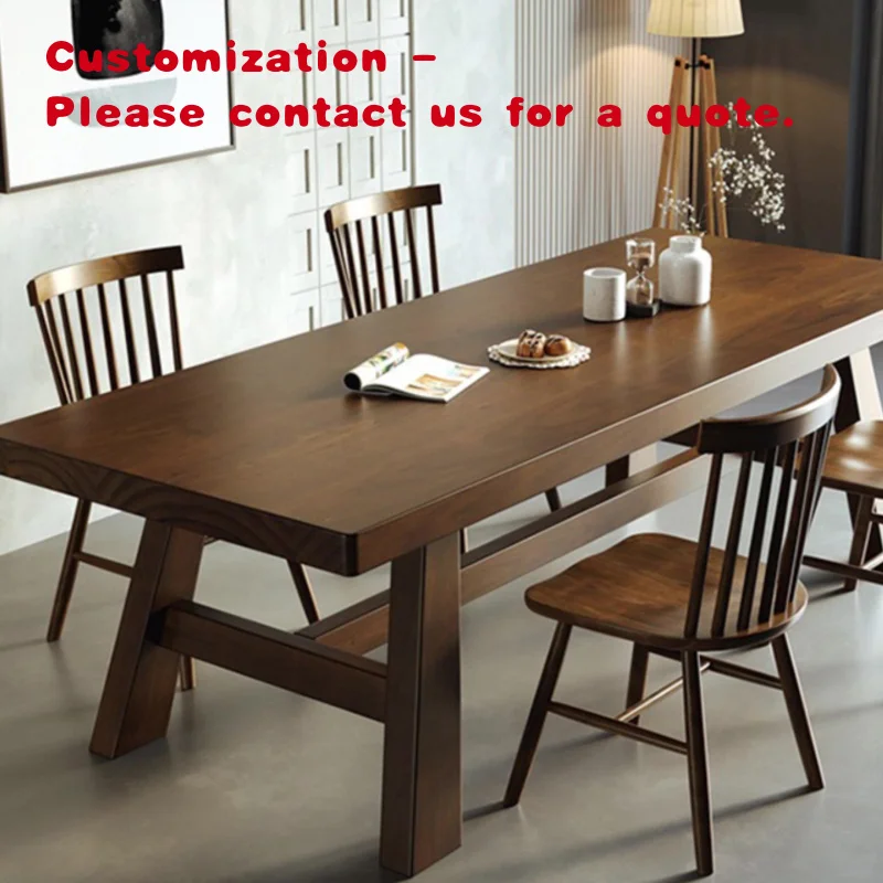 custom.Round Solid Rubber Wood Top and Dinning Table Set Coffee Table with 4 Chairs
