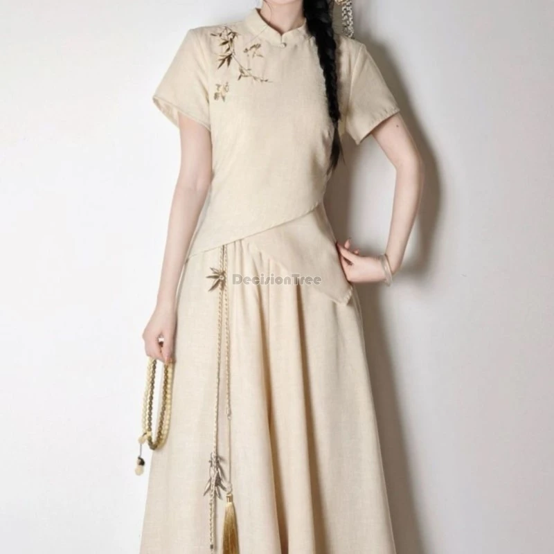 2026-creative-new-chinese-style-short-sleeve-top-pants-2-piece-set-women's-daily-chinese-style-breathable-clothing-set-lj772