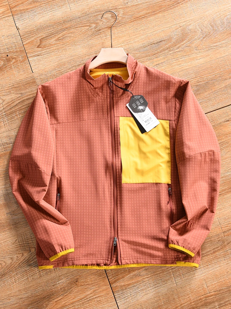 سترة رياضية خفيفة الوزن ثلاثية الأبعاد مصنوعة من الصوف المخطط للرجال، مناسبة للخارج في فصل الربيع، تصميم عصري بقصة قياسية وأس...