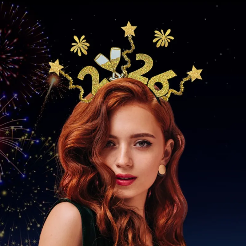 

2026 New Year Firework Hairband Sparkling Party Letter Hair Accessory Happy New Year