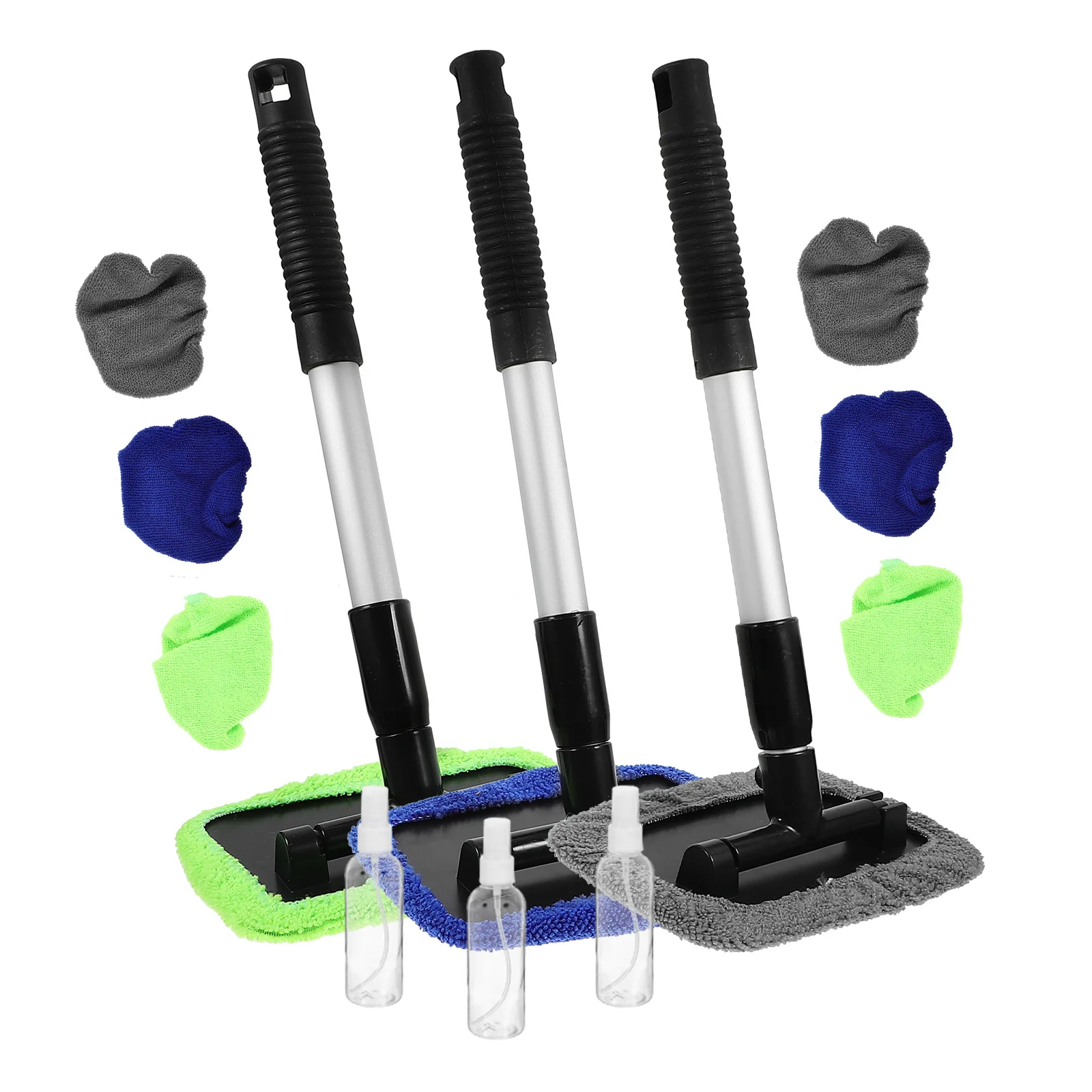 

1 Set Rearview Mirror Wiper Telescopic Cleaning Tool Automotive Window Cleaner Soft Cloth Scraper Stubborn Stains Long Handle