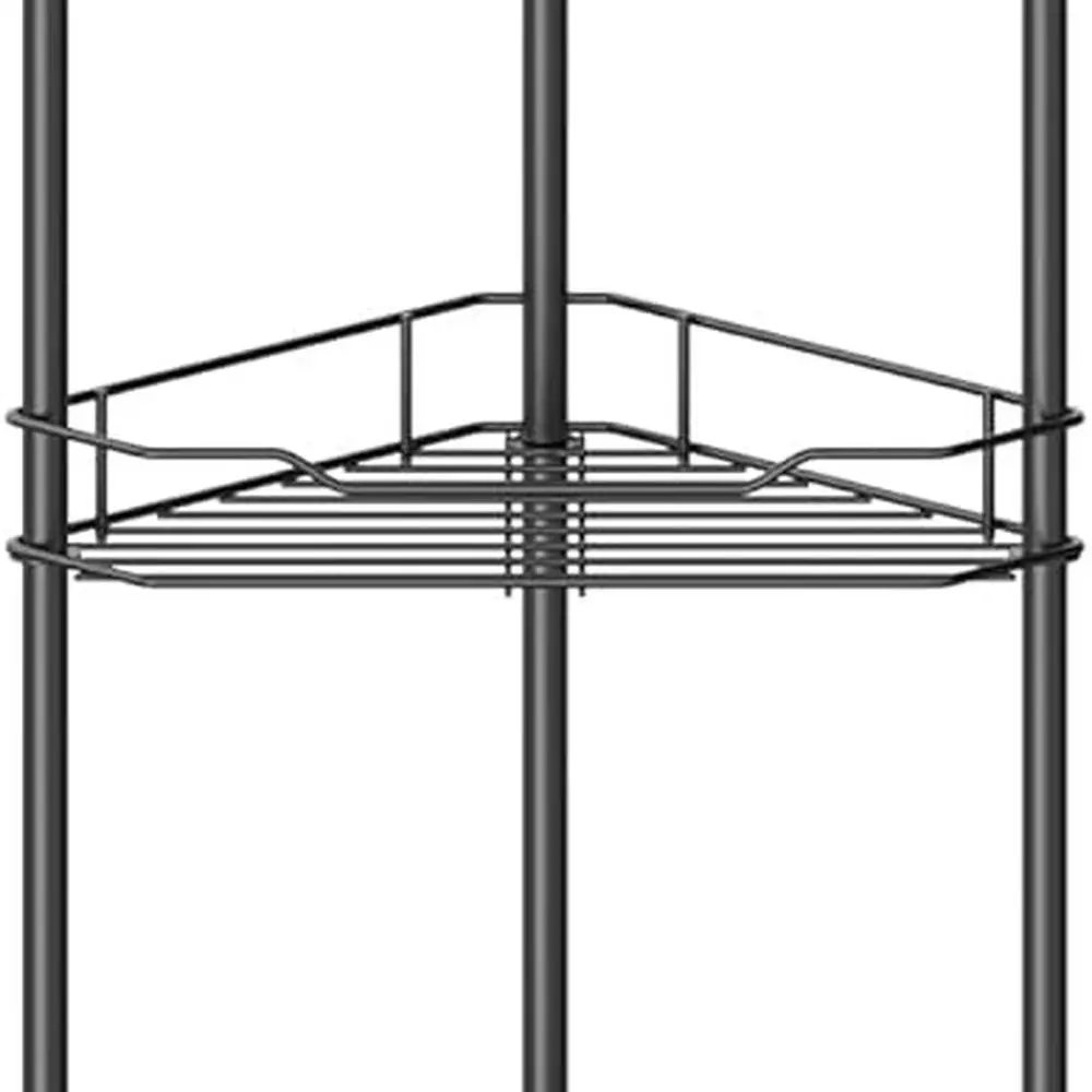 

Corner 5-Tier Shower Caddy Organizer with Hooks, Black Bathroom Shelf Stand Rack