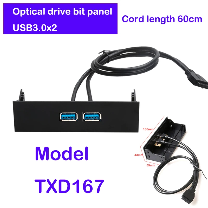 5.25in Máy Tính Ổ Đĩa Quang Mặt Trước USB 3.0 2.0 Loại C HUB 20 Pin Kết Nối Âm Thanh Cáp Siêu Tốc Độ Cắm và Chơi Bộ Điều Hợp