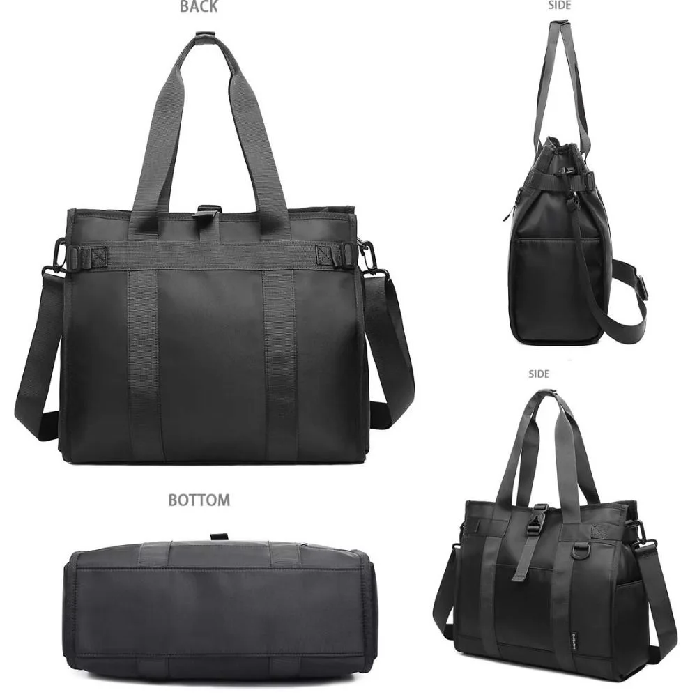 Large Capacity Oxford Briefcase Solid Color Multi-functional Oxford Crossbody Bag Portable Waterproof Shoulder Bag Laptop Bag