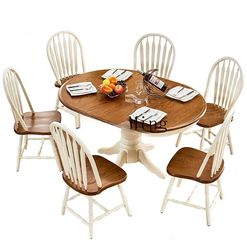 

HJ обеденный стол из цельного дерева, складной круглый стол для маленькой квартиры, ретро выдвижной круглый стол, новая модель