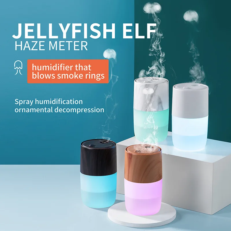 Cool Mist Humidifier with Jellyfish-Shaped Spray, Essential Oil Diffuser, Rechargeable Quiet Desktop Humidifiers Night Lights
