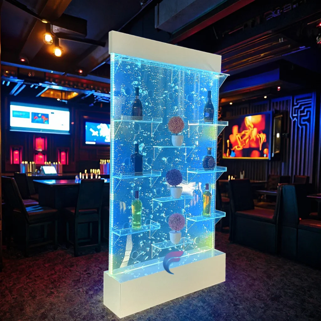 

Customization.Indoor Floor Standing Bubble Wall Changing Led Light Acrylic Wall Partition Room Divider Home Decor Fountain