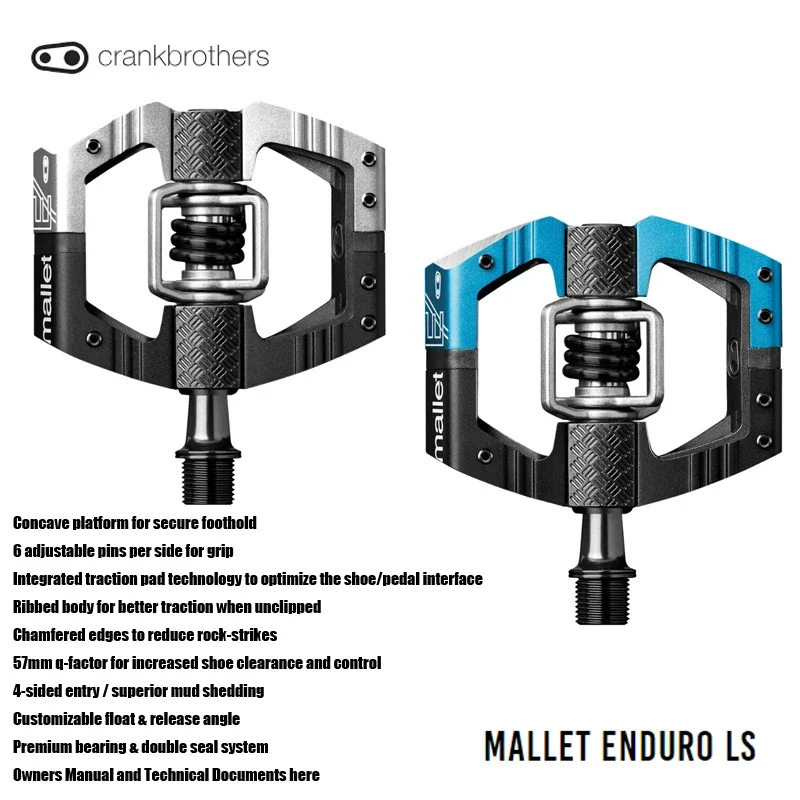 CRANKBROTHERS mazo ENDURO LS pedales 6061-T6 aluminio 94mm x 75mm plataforma cóncava para un reposapiés seguro