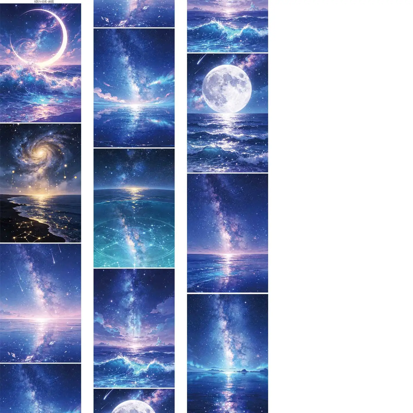 DIY Extra Wide A5 Starry Ocean Background Washi Tape, Dreamy Fantasy Sky Scene Journaling Masking Tape for Scrapbooking