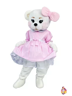 Natal rosa vestido de pelúcia urso mascote traje anime cosplay urso branco halloween carnaval festa eventos anime adulto natal