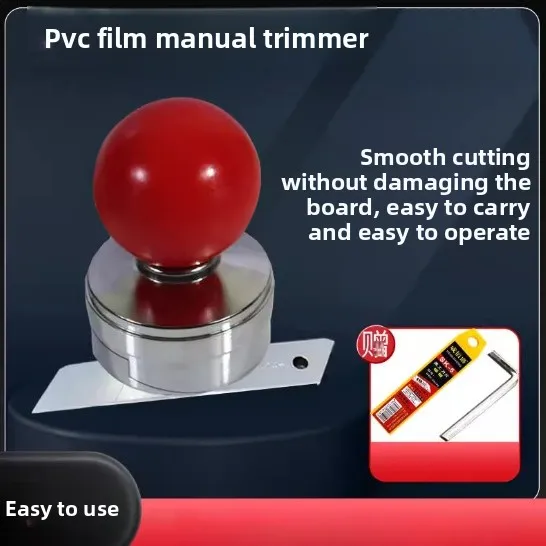 Manual Woodworking Veneer Knife with Chrome Plated Blade, Red Handle Quick Trimming Tool for PVC Blister Film and Scraping
