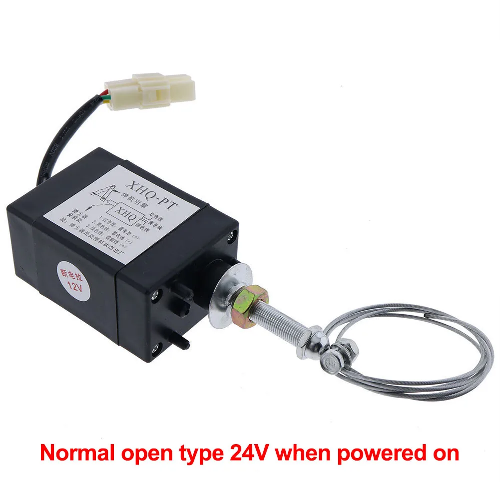 Power-off Solenoid Electromagnetic Valve For Heavy Machinery Black Plastic Shell Diesel Engine Throttle Adjuster Pneumatic Part