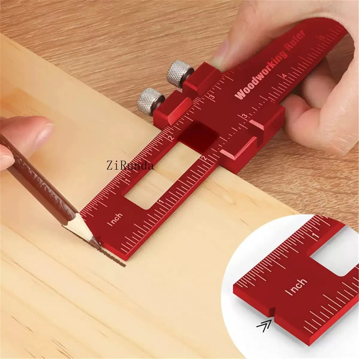 Woodworking Precision Pocket Ruler Aluminum Slide Ruler Inch Multifunctional Aluminum Alloy Positioning Ruler