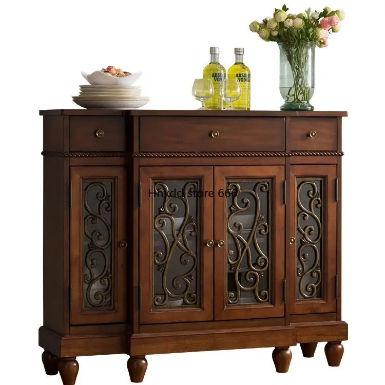 American solid wood dining side cabinet four-door locker