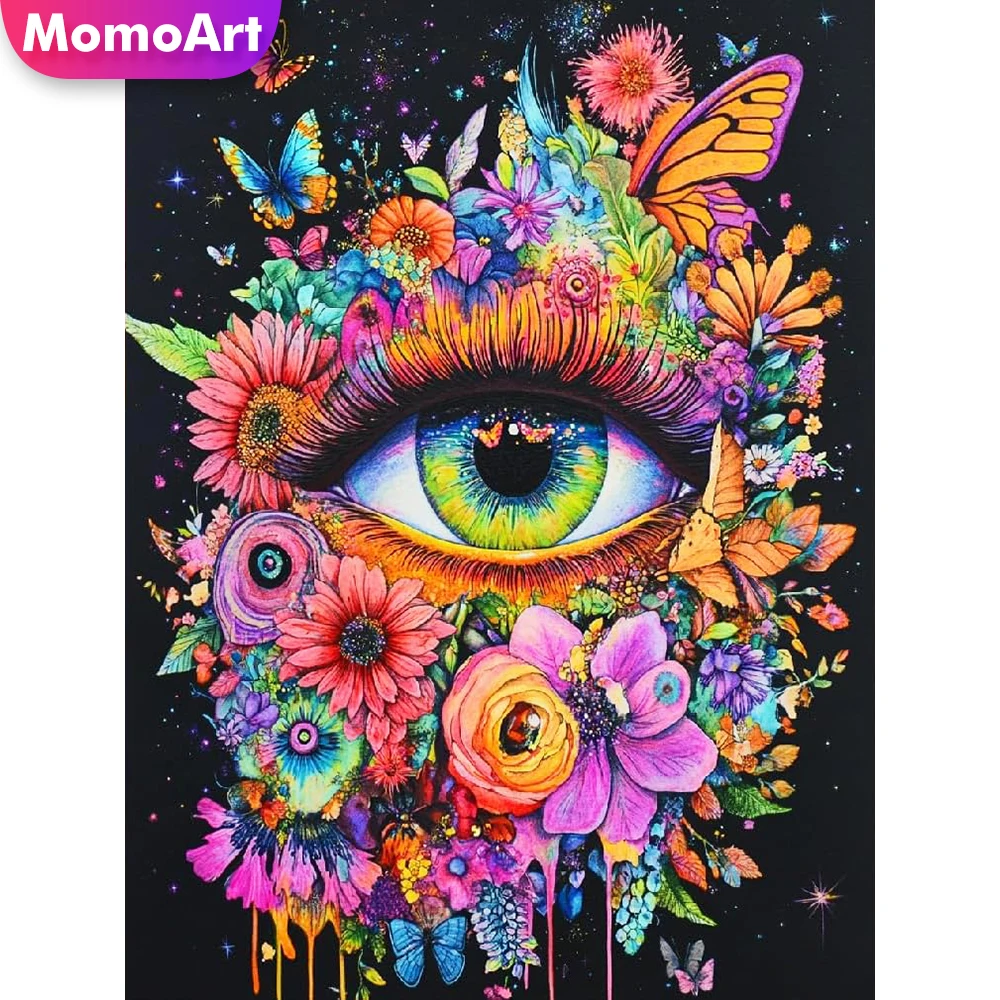 Momoart Diamantmalerei Augen-Porträt Abstrakt Acryl Bastelbedarf DIY Diamant-Mosaik Blumen-Stickerei Einzigartiges Geschenk