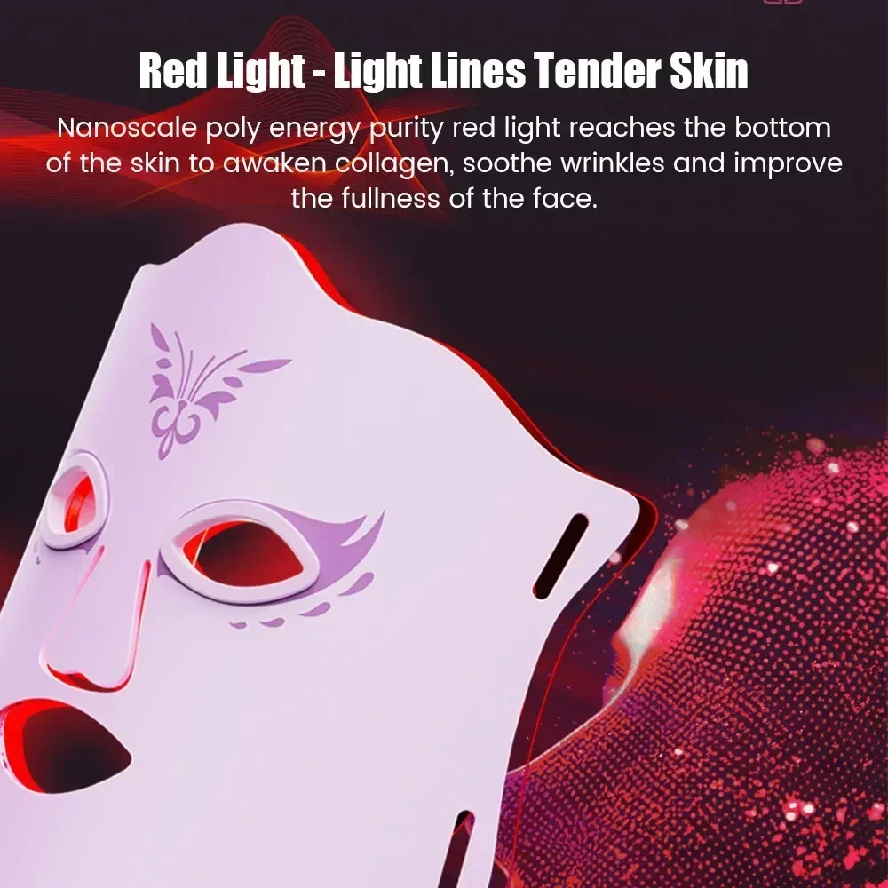 Maschera facciale a LED leggera a 3 colori con trattamento per la cura del viso al collo Terapia antiacne di bellezza Macchina per il ringiovanimento della pelle sbiancante per il viso