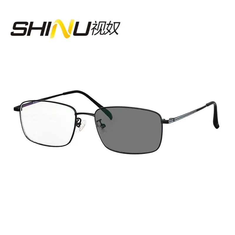 Herren brille Titan rahmen progressive multifokale Lesebrille Herren Harz linsen Anti-Strahlung photo chrome Linse angepasst