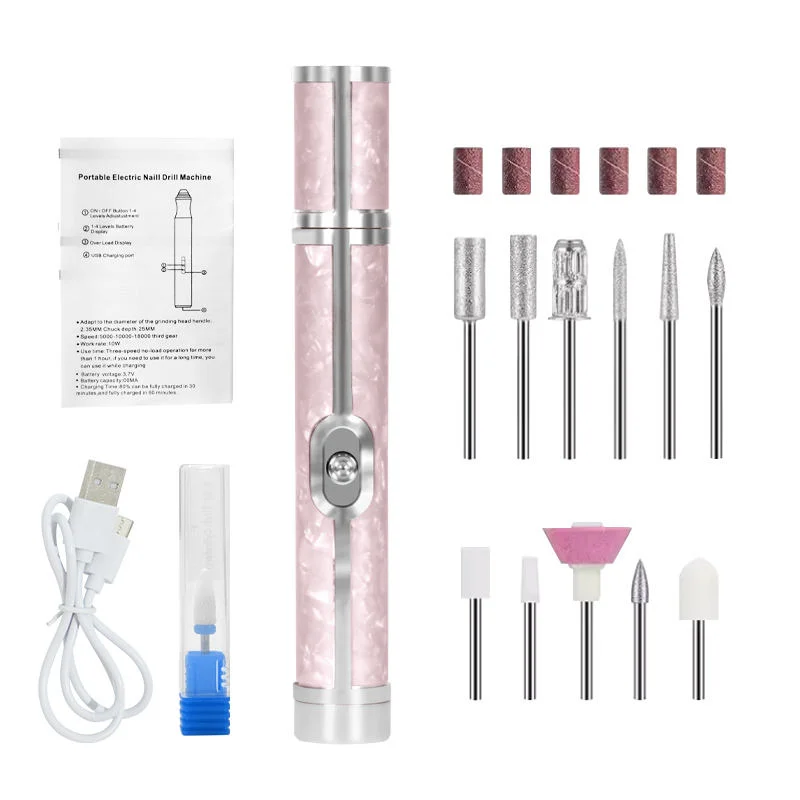 ポータブル電動ネイルドリル、家庭用ネイル除去と角質研磨機用の充電式ネイルドリル