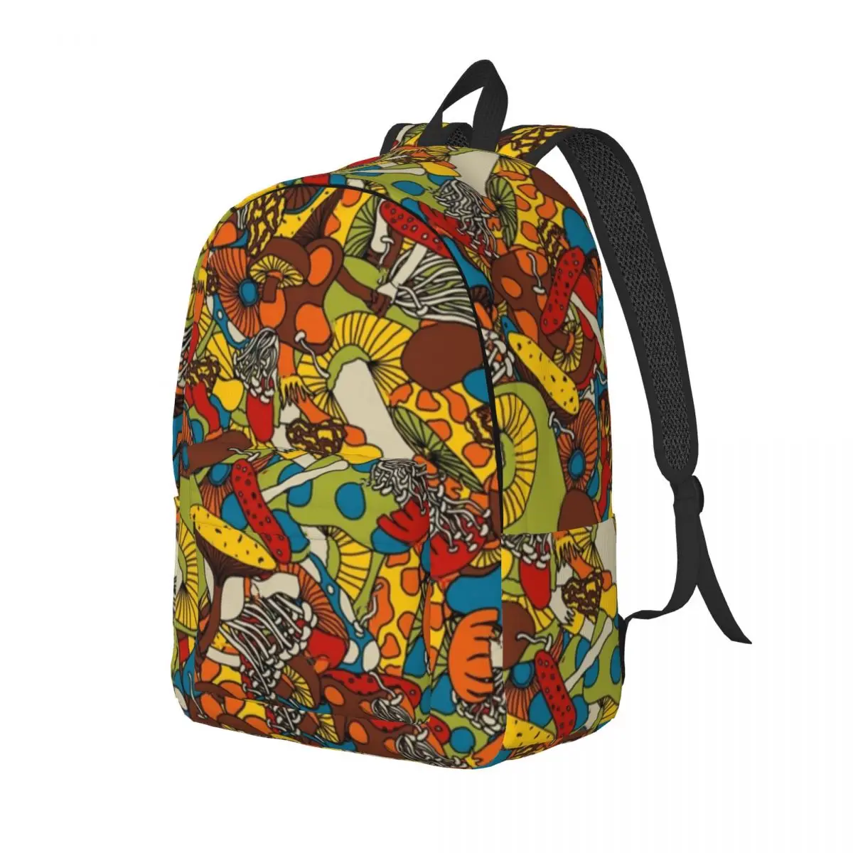 Mushrooms Graffiti Backpack Vintage Travel Backpacks Boy Girl Designer Soft High School Bags Leisure Rucksack Christmas Gift