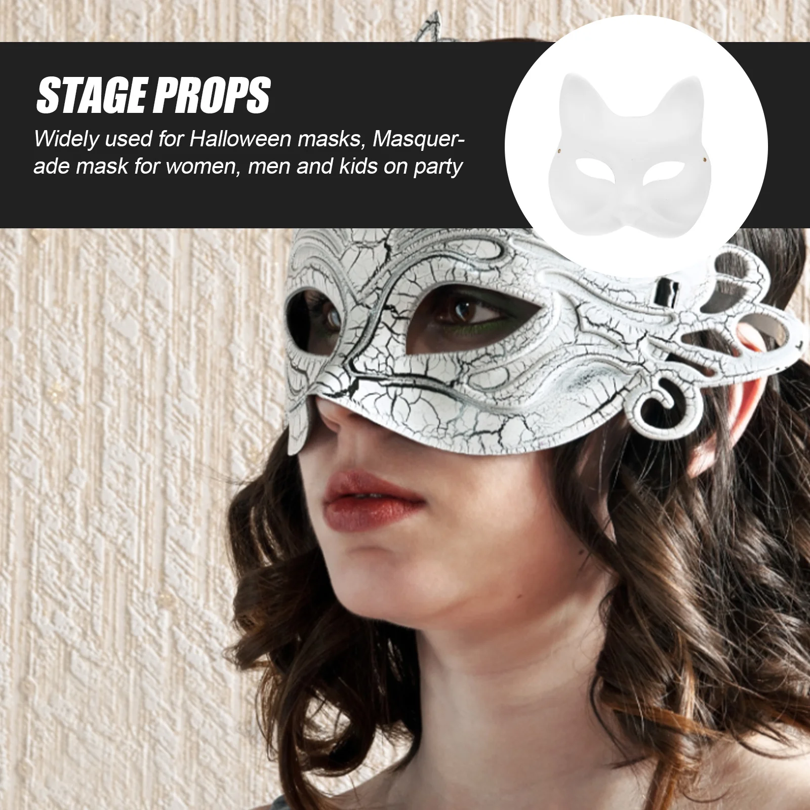 

10Pcs DIY Paper Mask Paintable Blank Face Mask for Masquerade Halloween Party Hand Painted Accessory DIY White Masks