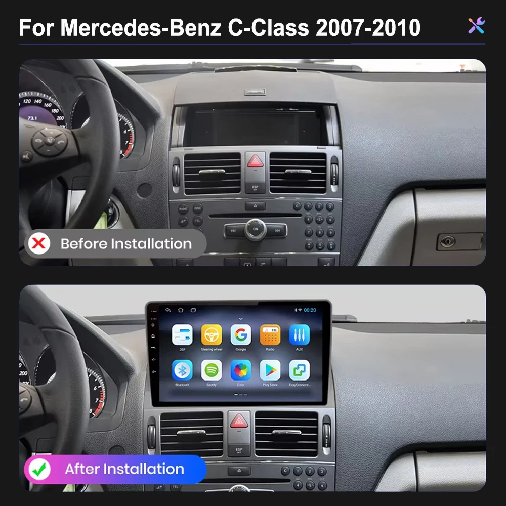 Car Radio For Mercedes-Benz C-Class W204 S204 2007-2010 Android Auto Player Wireles Carplay 8core Autoradio Multimedia Stereo