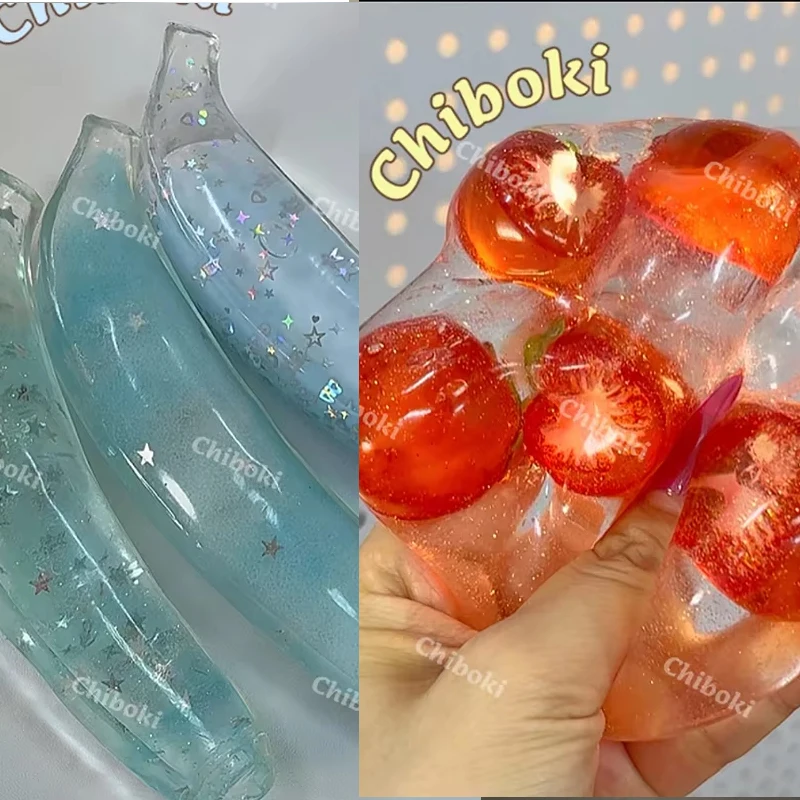 Original Chiboko Frucht-Serie Mikro-Plastik Nicht-Rückfedernde Vaseline Squishy Spielzeuge Anti-Angst Stressabbau Quetsch-Fidget-Spielzeuge