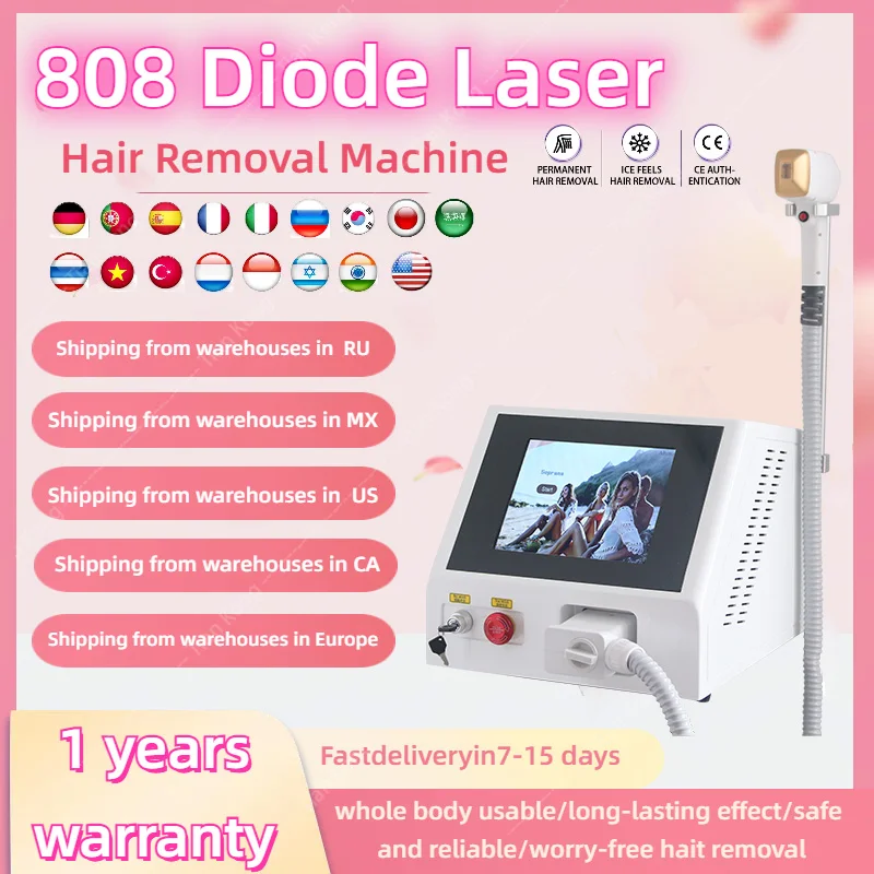 

808nm Diode Hair Removal Machine 3 Wavelenght 755/808/1064nm Skin Rejuvenation For Salon Epilator Home Use Portable Tuv CE Salon